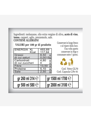 Involtini di Melanzane in Olio Extravergine di Oliva 500g